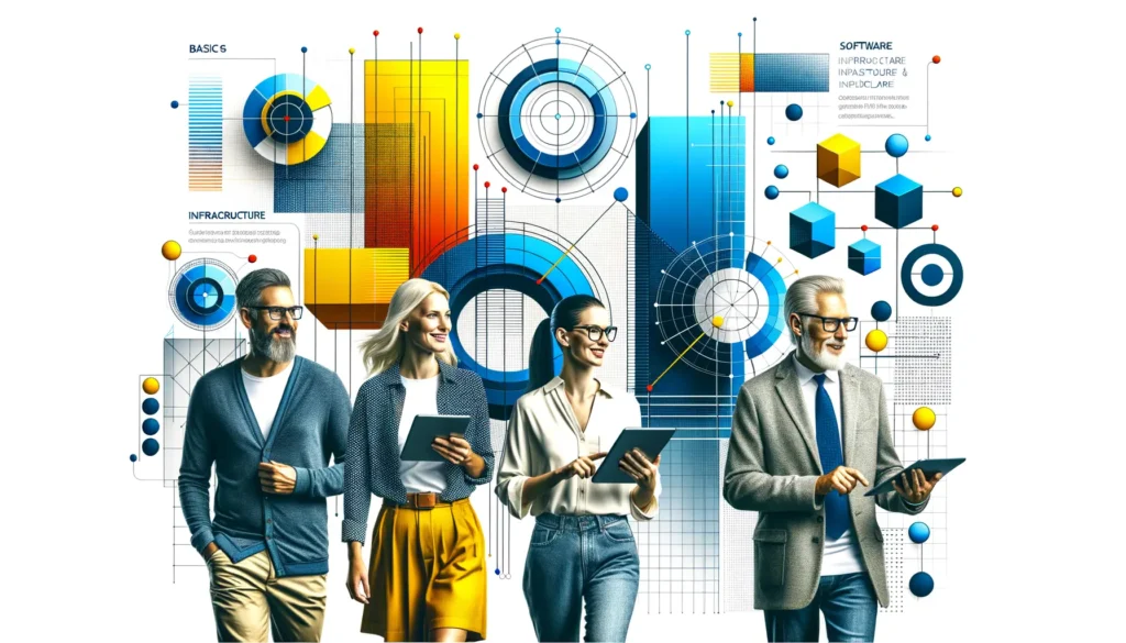 time4you KI Visualisierung der Themen Vernetzung, Interaktion, Lernen, Arbeiten, Digitalisierung