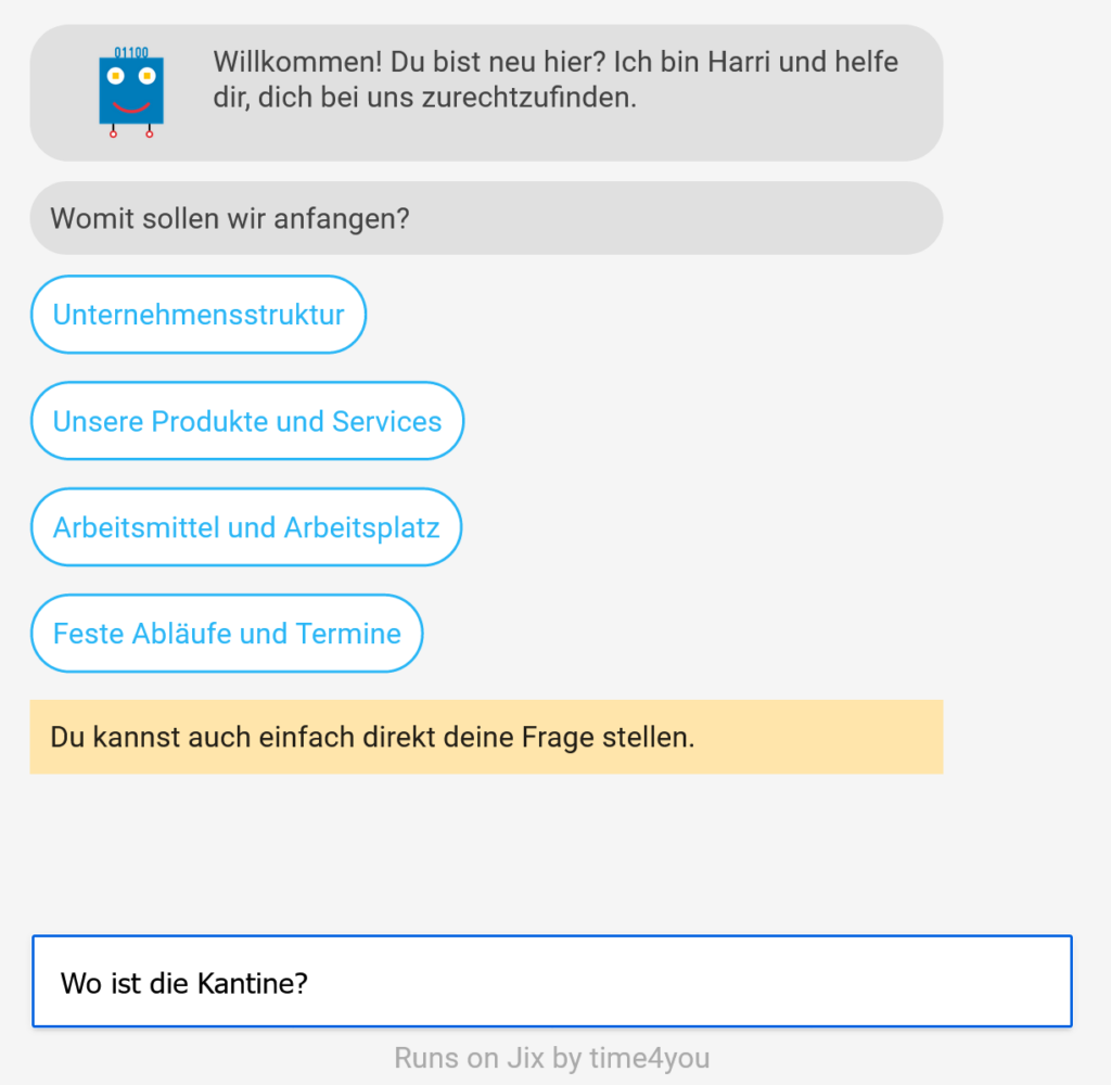 Screenshot HR-Bot – Frage