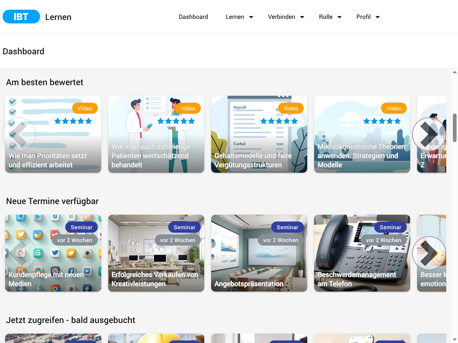 Screenshot IBT SERVER E-Learning LMS LXP Talentmanagement Software von time4you