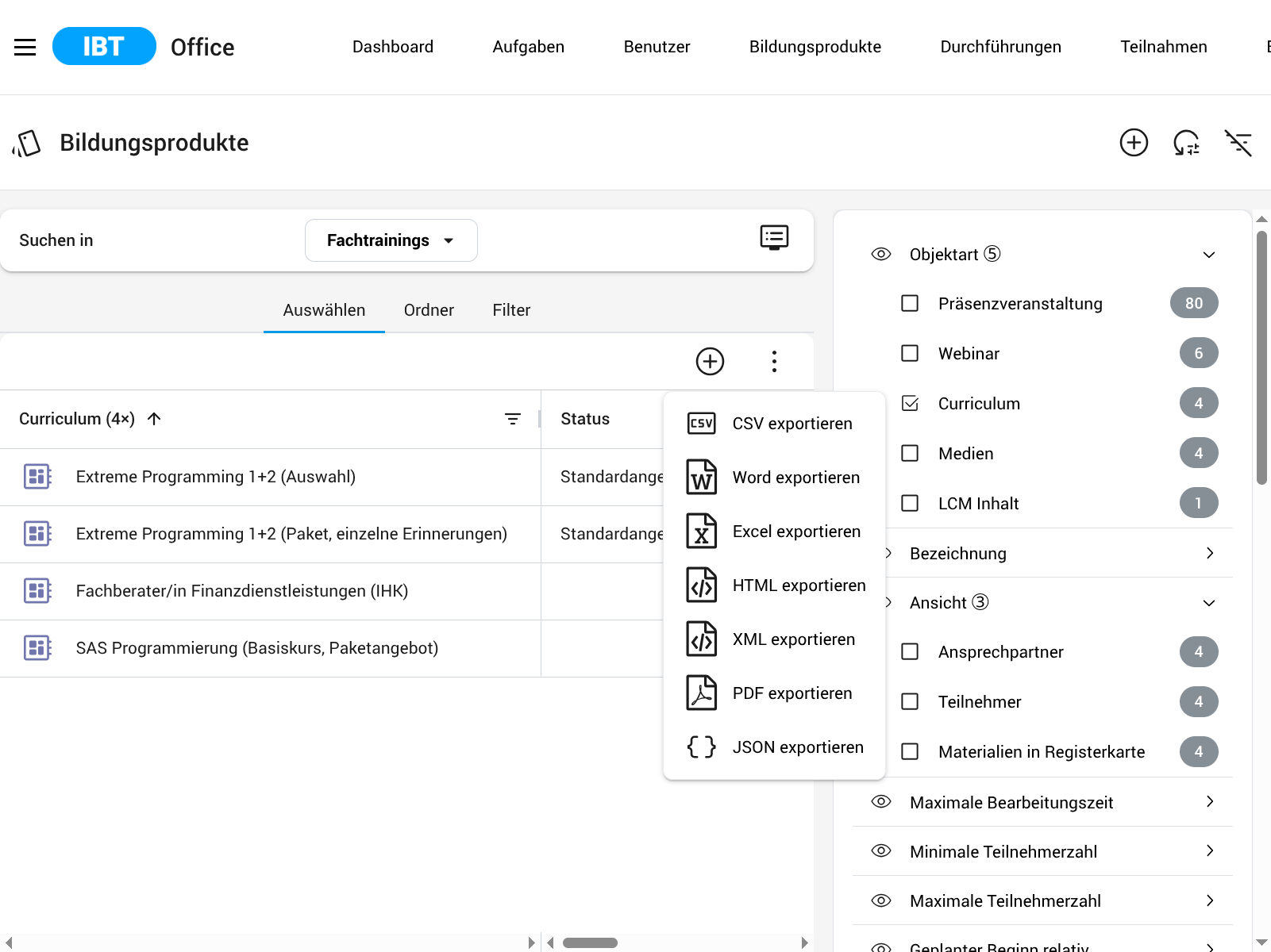Screenshot IBT SERVER E-Learning LMS LXP Talentmanagement von time4you
