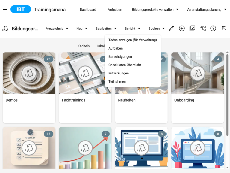 Screenshot IBT SERVER E-Learning LMS LXP Talentmanagement von time4you