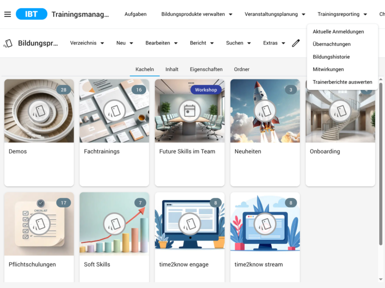Screenshot IBT SERVER E-Learning LMS LXP Talentmanagement von time4you