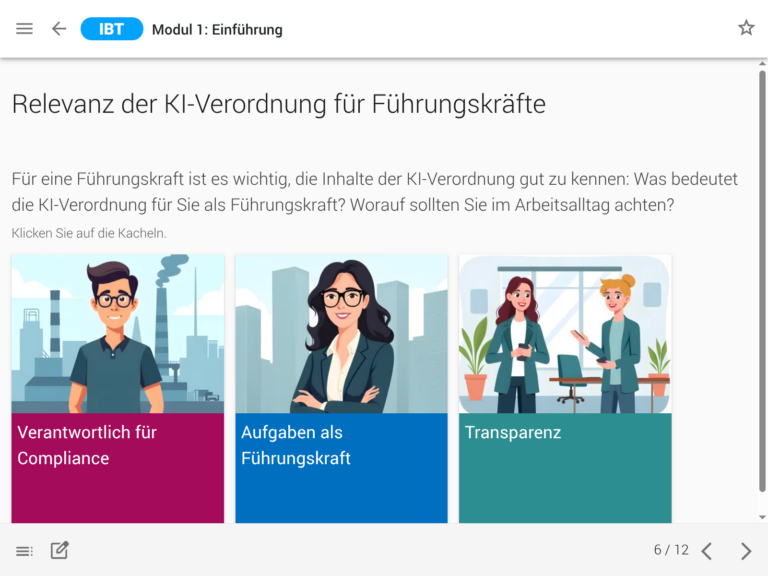 Screenshot E-Learning KI für Führungskräfte von time4you