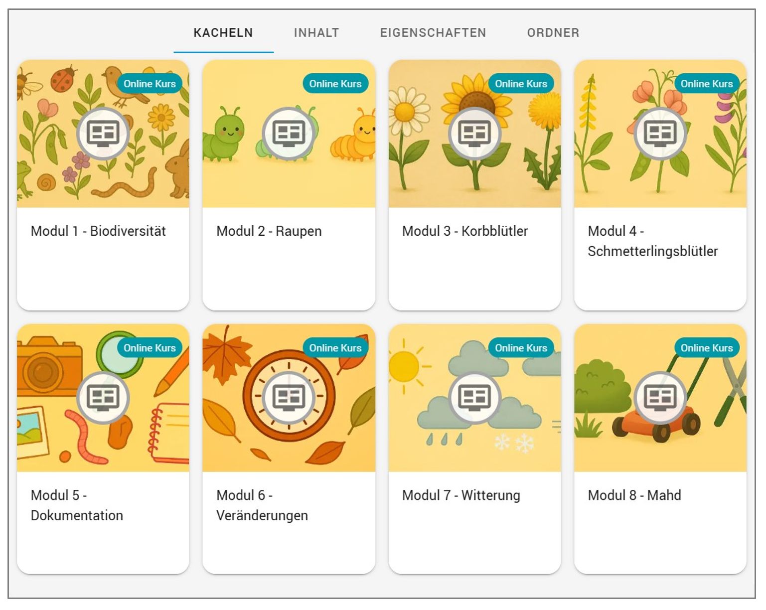 Screenshot der Lernwelt aus einer Masterarbeit an der TH Nürnberg, entstanden im Projekt zur Inklusion im E-Learning auf Basis der IBT SERVER Lernplattform