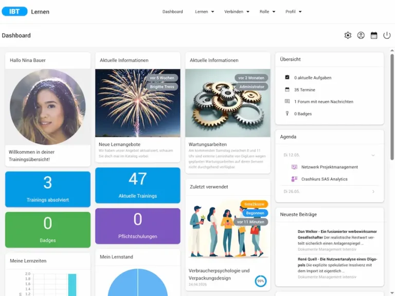 Screenshot IBT SERVER E-Learning LMS LXP Talentmanagement von time4you