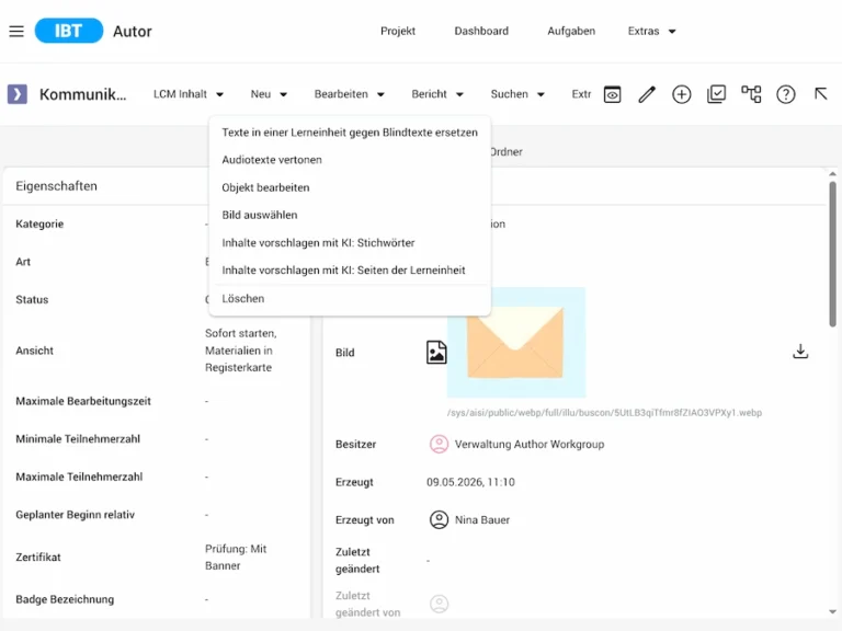 Screenshot IBT SERVER E-Learning LMS LXP Talentmanagement von time4you