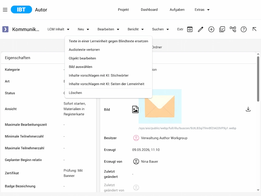 Screenshot IBT SERVER E-Learning LMS LXP Talentmanagement von time4you