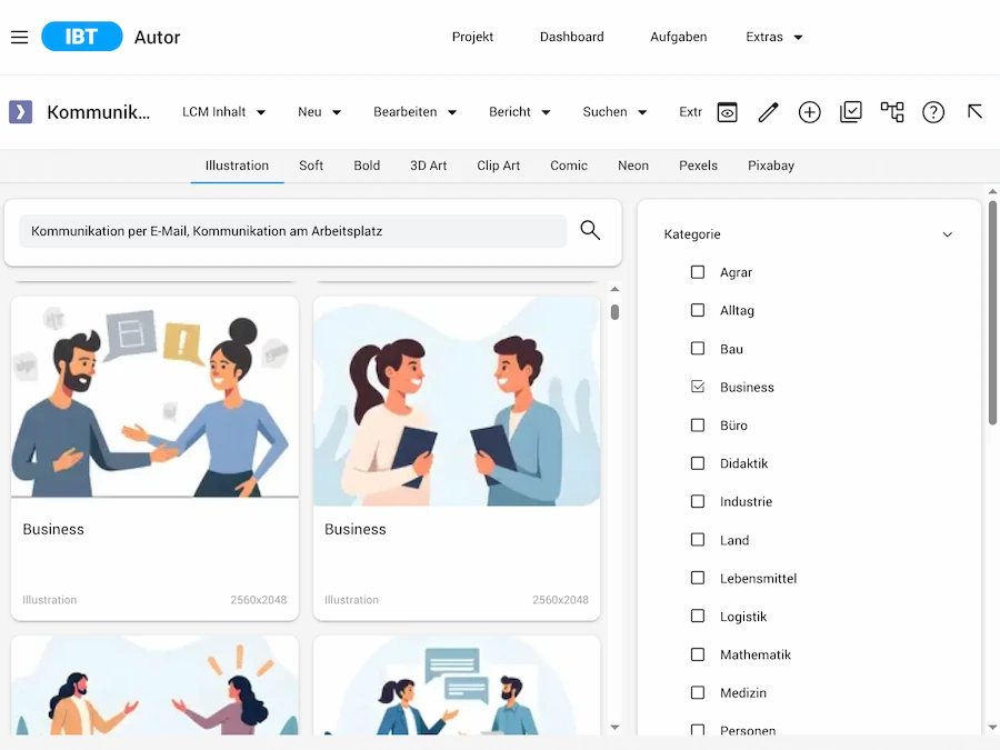 Screenshot IBT SERVER Autorentool mit KI für E-Learning von time4you