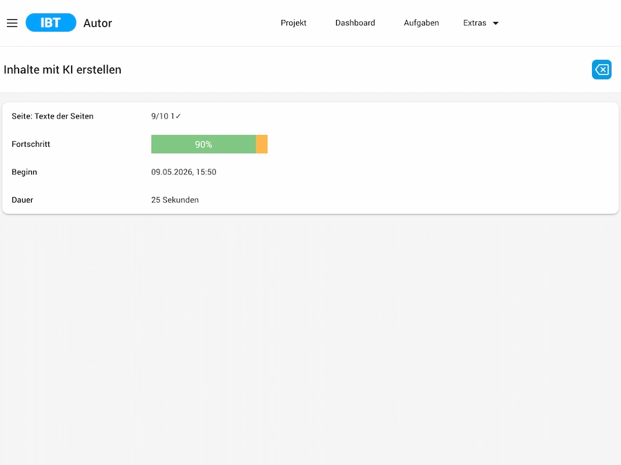 Screenshot IBT SERVER Autorentool mit KI für E-Learning von time4you