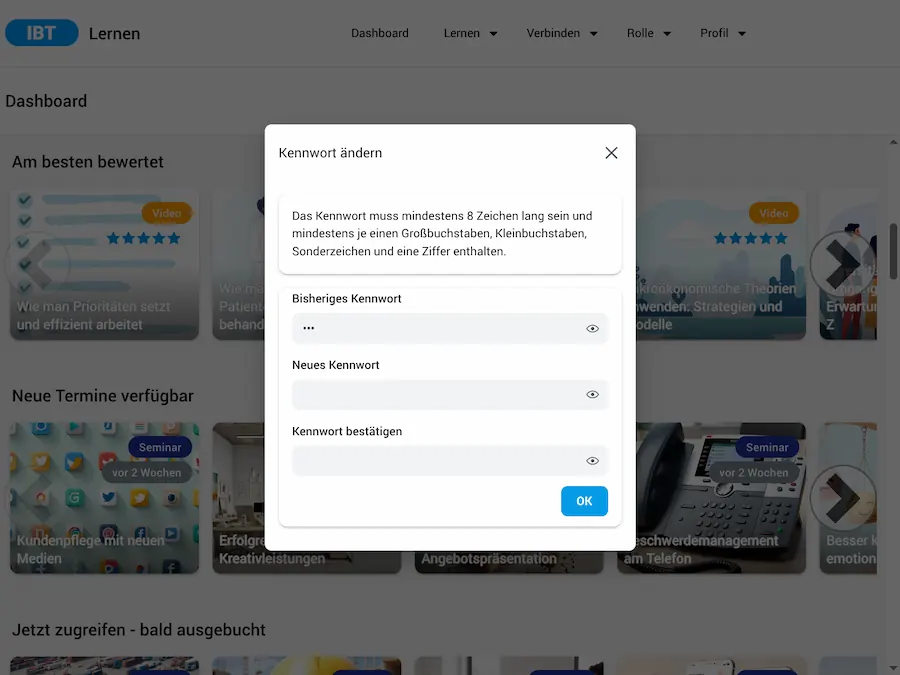 Screenshot IBT SERVER LMS LXP Talentmanagement von time4you