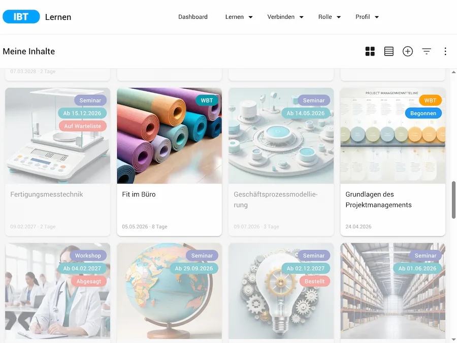 Screenshot IBT SERVER E-Learning LMS LXP Talentmanagement von time4you