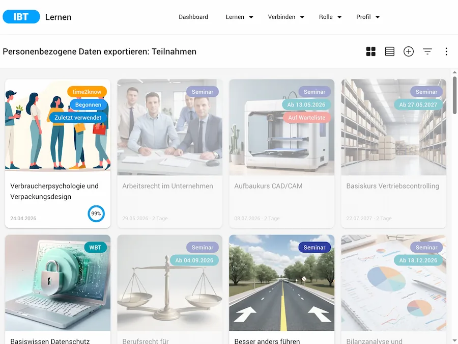 Screenshot IBT SERVER LMS LXP Talentmanagement von time4you