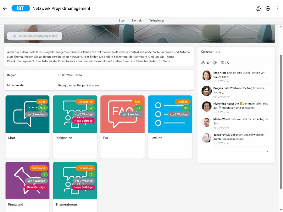 Screenshot IBT SERVER E-Learning LMS LXP Talentmanagement von time4you