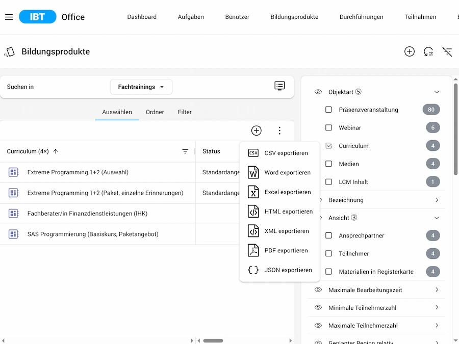 Screenshot IBT SERVER LMS LXP Talentmanagement von time4you